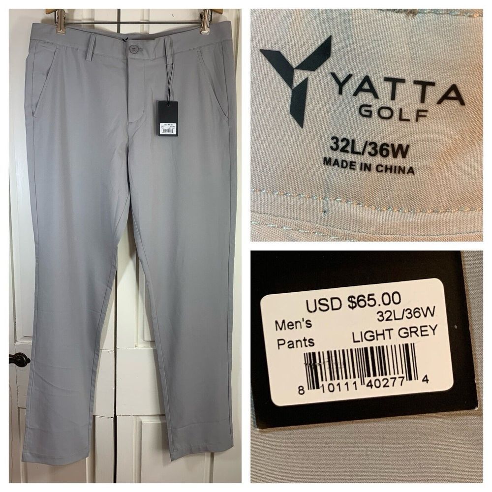Yatta Premium Golf Pants Super Lightweight Stretch Gray Mens 36x32 Performance